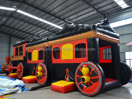 Commercial Inflatable Train Obstacle Course Combo Bounce House for Outdoor Kids Games
