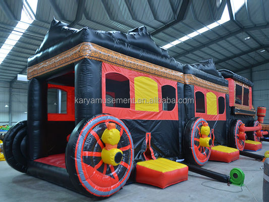 Commercial Inflatable Train Obstacle Course Combo Bounce House for Outdoor Kids Games