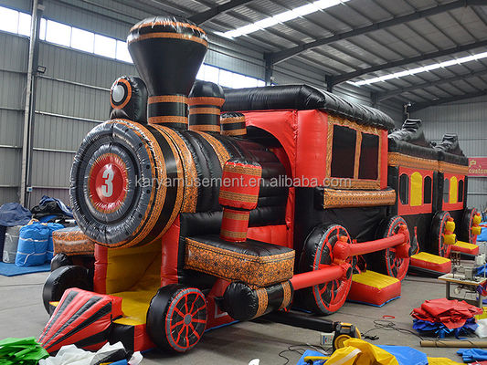 Commercial Inflatable Train Obstacle Course Combo Bounce House for Outdoor Kids Games