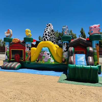Indoor and Outdoor Fun Commercial PVC Inflatable Farm Animal Bouncy Castle with Slide