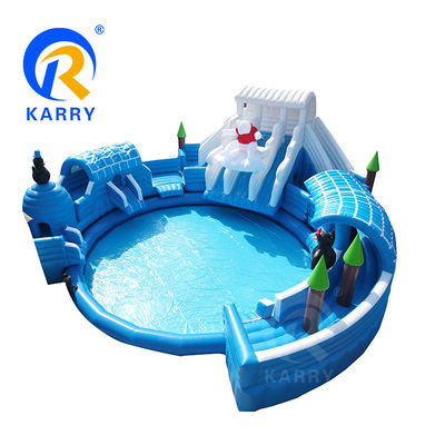 Customized Size White Polar Bear Amusement Water Park Bounce House Castle Slide Combo