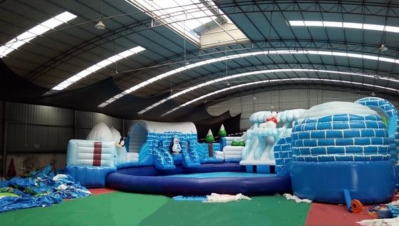 Customized Size White Polar Bear Amusement Water Park Bounce House Castle Slide Combo