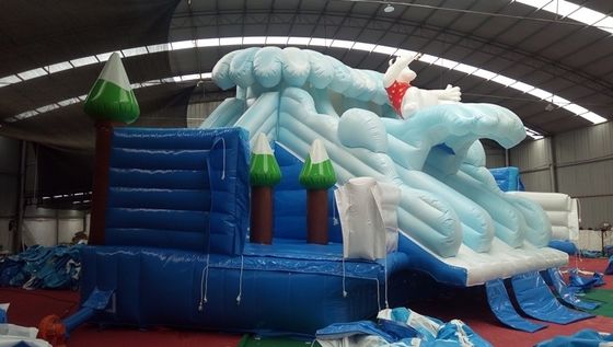 Customized Size White Polar Bear Amusement Water Park Bounce House Castle Slide Combo