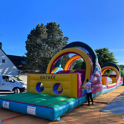 14 Years up Extra Long Inflatable Obstacle Course for Commercial Adults Outdoor Fun