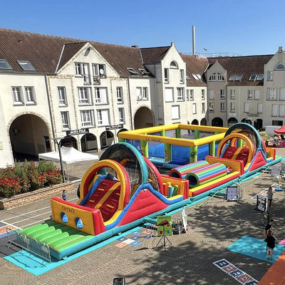 14 Years up Extra Long Inflatable Obstacle Course for Commercial Adults Outdoor Fun