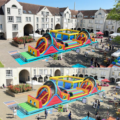 14 Years up Extra Long Inflatable Obstacle Course for Commercial Adults Outdoor Fun