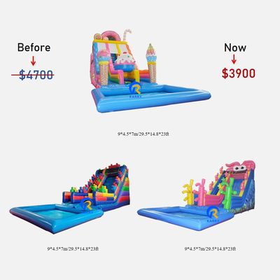 Commercial Occasion Inflatable Water Slides with Pool