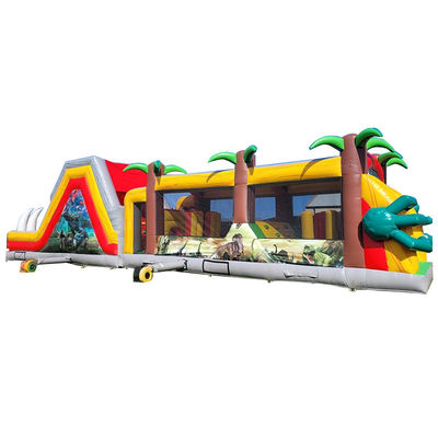 Unisex Commercial Inflatable Jurassic Dinosaur Obstacle Course for Kids and Adults
