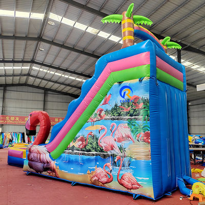 Max Capacity 100-500kg Inflatable Water Slide with Pool and Exciting Flamingo Design