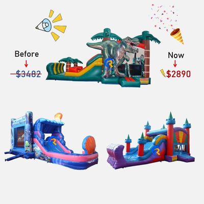 Indoor Outdoor Entertainment Commercial Inflatable PVC Bouncy House With Water Slide