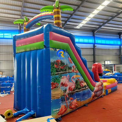 Max Capacity 100-500kg Inflatable Water Slide with Pool and Exciting Flamingo Design