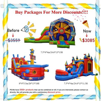 Indoor Outdoor Entertainment Commercial Inflatable PVC Bouncy House With Water Slide