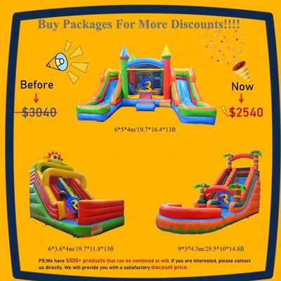 Indoor Outdoor Entertainment Commercial Inflatable PVC Bouncy House With Water Slide