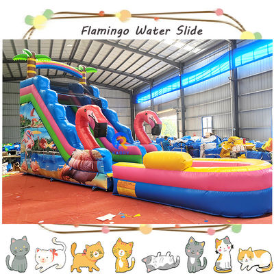 Max Capacity 100-500kg Inflatable Water Slide with Pool and Exciting Flamingo Design