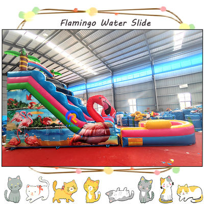 Max Capacity 100-500kg Inflatable Water Slide with Pool and Exciting Flamingo Design