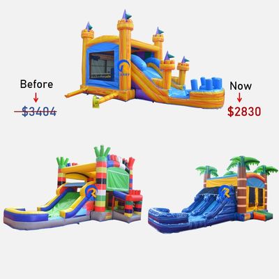 14 Years up Age Range Palm Tree Theme Inflatable Bounce House with Slide and Water Pool