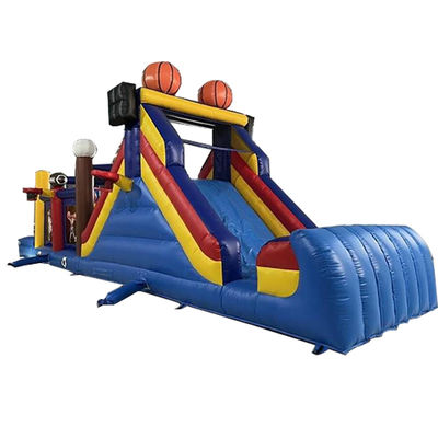 Unisex Ball Sports Game Track Land Inflatable Obstacle Course with Bounce House and Slide