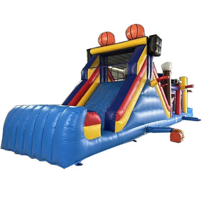 Unisex Ball Sports Game Track Land Inflatable Obstacle Course with Bounce House and Slide