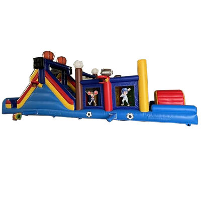 Unisex Ball Sports Game Track Land Inflatable Obstacle Course with Bounce House and Slide