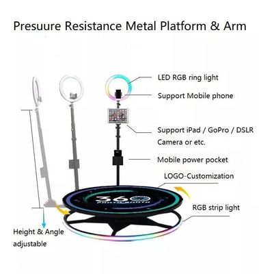 360 Video Photobooth Automatic With Led Magic Mirror Ipad 360 Photo Booth Machine 115cm