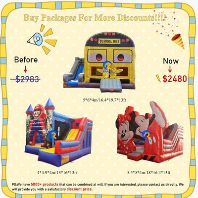 PVC Inflatable Bouncy Castle with Slide Commercial Grade Jungle Theme Customized Size