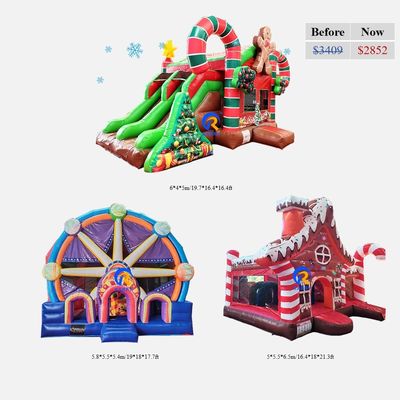 Outdoor Commercial Christmas Inflatable Bouncer Castle Slide Age Range 14 Years up