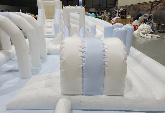 White PVC Unisex Outdoor Obstacle Course Inflatable Soft Play Equipment Kids' Playground Slide Water Inflatable with Pool