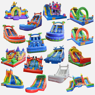 3D Embroidery Logo Commercial Backyard Amusement Park Dry Slides with Pool Collection