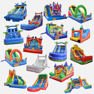 3D Embroidery Logo Commercial Backyard Amusement Park Dry Slides with Pool Collection