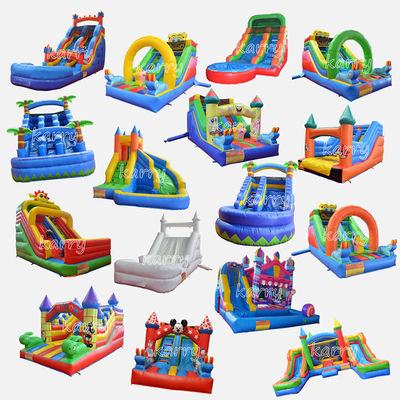 3D Embroidery Logo Commercial Backyard Amusement Park Dry Slides with Pool Collection