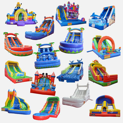 3D Embroidery Logo Commercial Backyard Amusement Park Dry Slides with Pool Collection