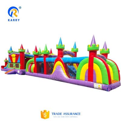 Commercial PVC Bounce House Obstacle Course and Slide for Inflatable Jump Bouncer