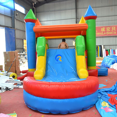Customized Color Commercial Grade Pvc Rainbow Inflatable Bounce House with Slide Combo