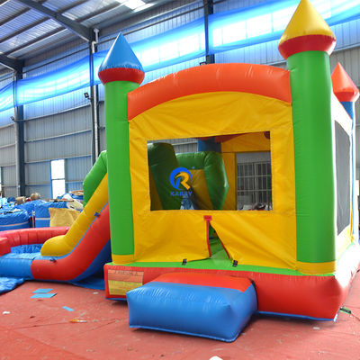 Customized Color Commercial Grade Pvc Rainbow Inflatable Bounce House with Slide Combo