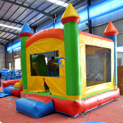 Customized Color Commercial Grade Pvc Rainbow Inflatable Bounce House with Slide Combo