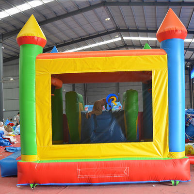 Customized Color Commercial Grade Pvc Rainbow Inflatable Bounce House with Slide Combo