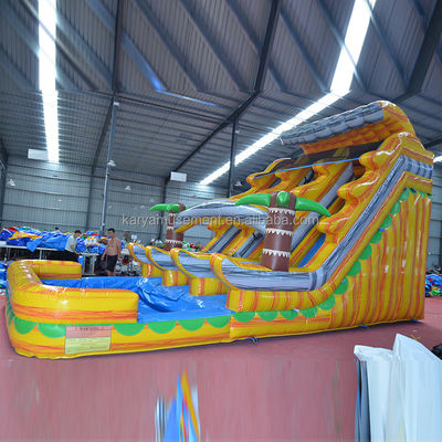 Marble Yellow Symphony Inflatable Water Slide Pool Double for Commercial Occasion