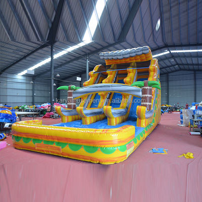 Marble Yellow Symphony Inflatable Water Slide Pool Double for Commercial Occasion