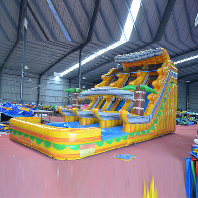 Marble Yellow Symphony Inflatable Water Slide Pool Double for Commercial Occasion