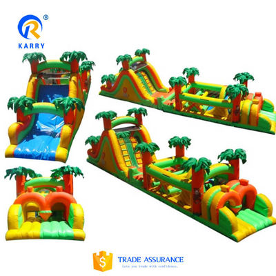 Features PORTABLE Grey and Black Inflatable Obstacle Course with Blower 18x3.5m Customized