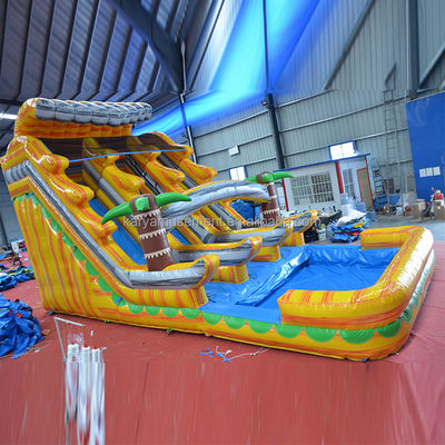 Marble Yellow Symphony Inflatable Water Slide Pool Double for Commercial Occasion