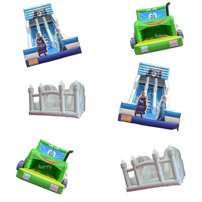 Double Lane White Bounce House Tractor Air Bouncer Inflatable Water Slide Ready to Ship