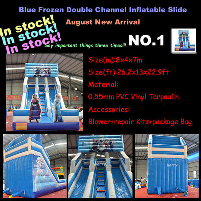 Double Lane White Bounce House Tractor Air Bouncer Inflatable Water Slide Ready to Ship