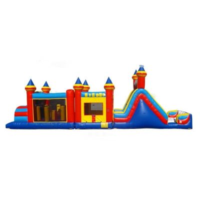 Blue 48ft Marble Mania Obstacle Course Inflatable Multi Configurable Slide and Bounce