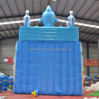Inflatable Pool Slides for Kids Double-Lane Shark Design Commercial PVC Water Slide