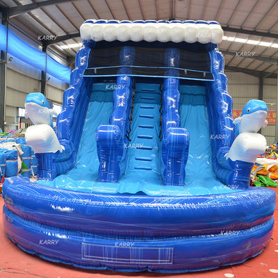 Large Children Inflatable Water Double Slide N Slip with Digital Printing and Blower