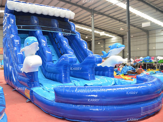 Large Children Inflatable Water Double Slide N Slip with Digital Printing and Blower