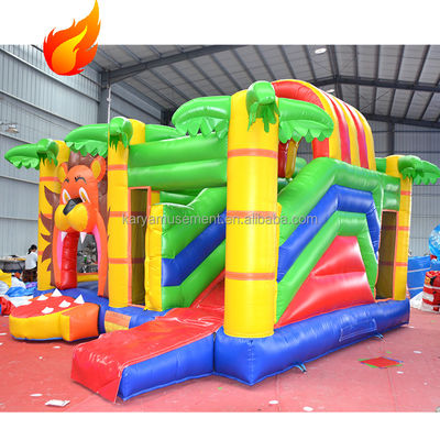 Customized Size and Color Bouncy Castle with Slide Hot Jungle Lion Inflatable Castle