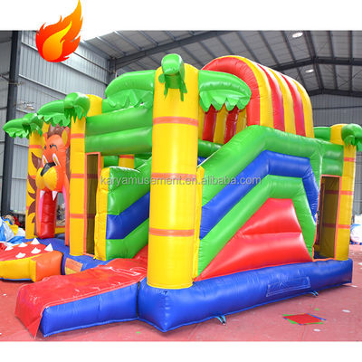 Customized Size and Color Bouncy Castle with Slide Hot Jungle Lion Inflatable Castle