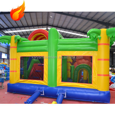 Customized Size and Color Bouncy Castle with Slide Hot Jungle Lion Inflatable Castle